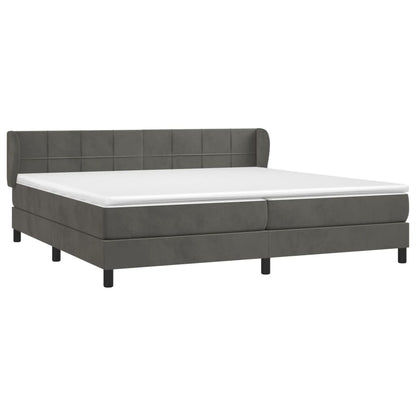 Box Spring Postel S Matrací Samet Tmavě Šedá