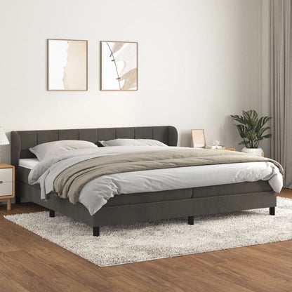 Box Spring Postel S Matrací Samet Tmavě Šedá