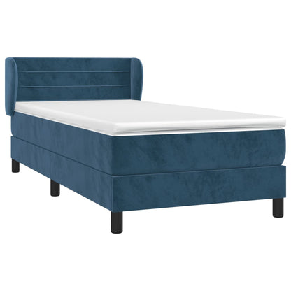 Box Spring Postel S Matrací Tmavě Modrá Samet Tmavě Moddrá