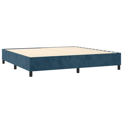 Box Spring Postel S Matrací Tmavě Modrá Samet Tmavě Moddrá