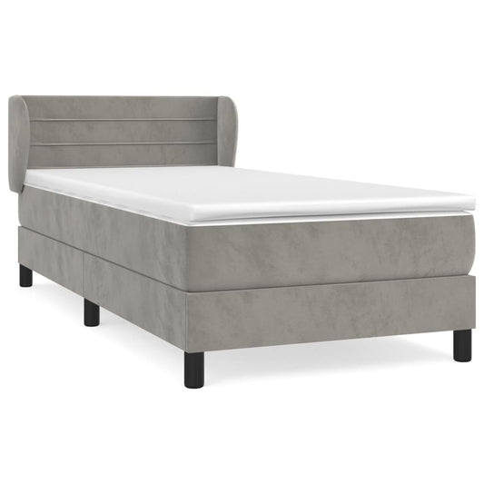 Box Spring Postel S Matrací Samet Světle Šedá