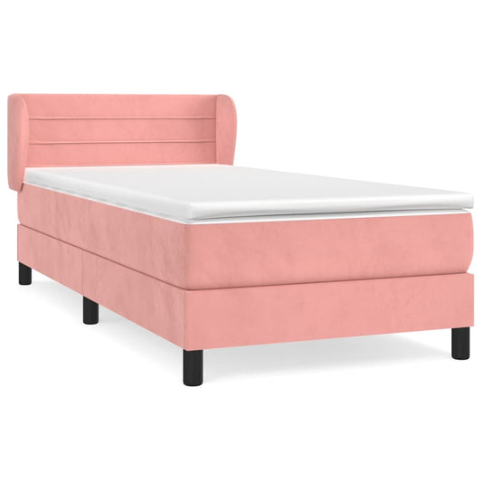 Box Spring Postel S Matrací Samet Růžová