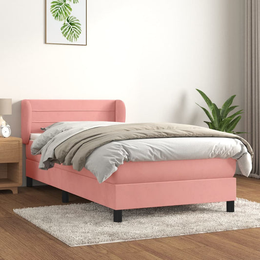 Box Spring Postel S Matrací Samet Růžová