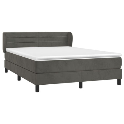 Box Spring Postel S Matrací Tmavě Šedý Samet Tmavě Šedá