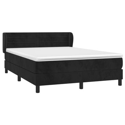 Box Spring Postel S Matrací Černá Samet Černá