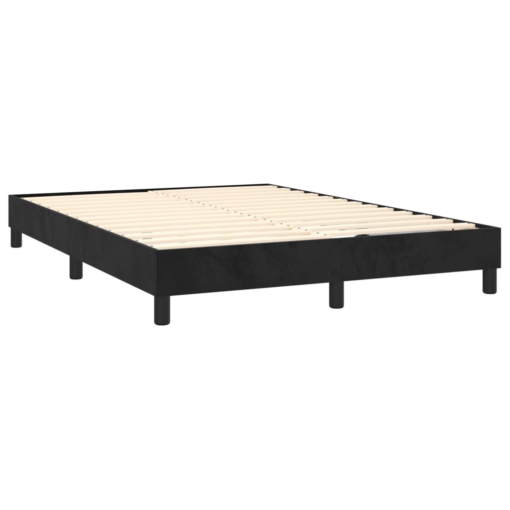 Box Spring Postel S Matrací Černá Samet Černá