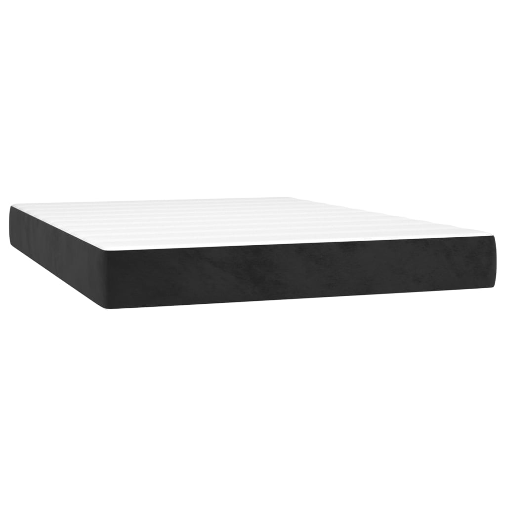 Box Spring Postel S Matrací Černá Samet Černá