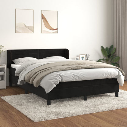 Box Spring Postel S Matrací Černá Samet Černá