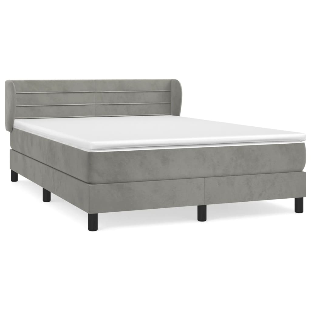 Box Spring Postel S Matrací Samet Světle Šedá