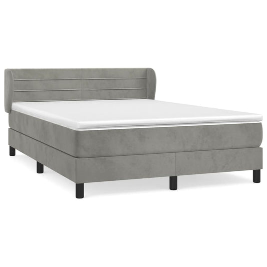Box Spring Postel S Matrací Samet Světle Šedá