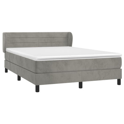Box Spring Postel S Matrací Samet Světle Šedá