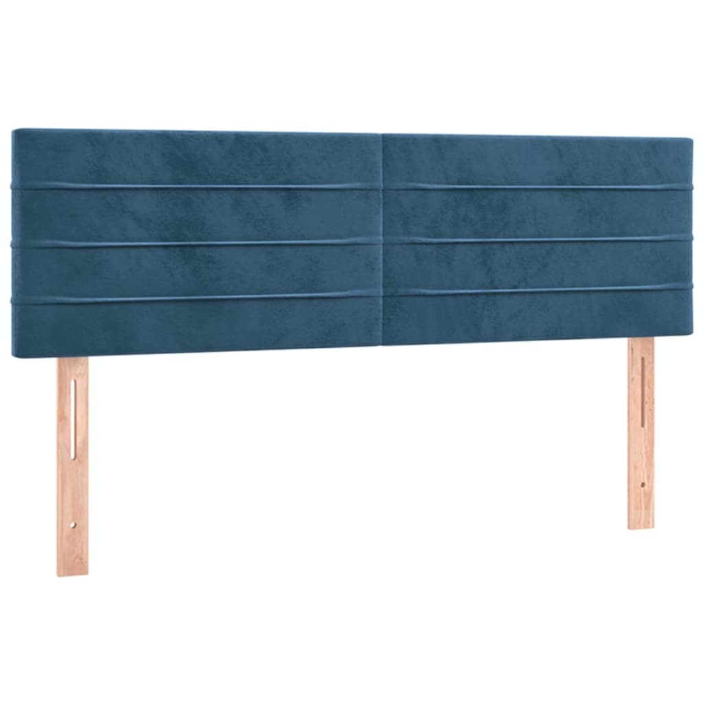 Box Spring Postel S Matrací Tmavě Modrá Samet Tmavě Moddrá