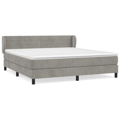 Box Spring Postel S Matrací Samet Světle Šedá