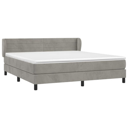 Box Spring Postel S Matrací Samet Světle Šedá