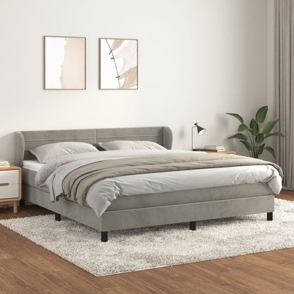 Box Spring Postel S Matrací Samet Světle Šedá