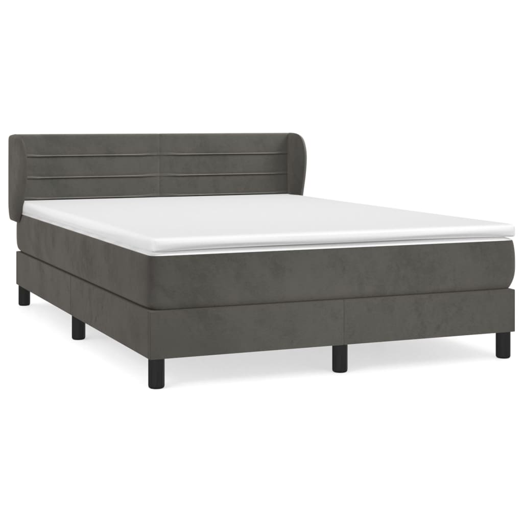 Box Spring Postel S Matrací Samet Tmavě Šedá