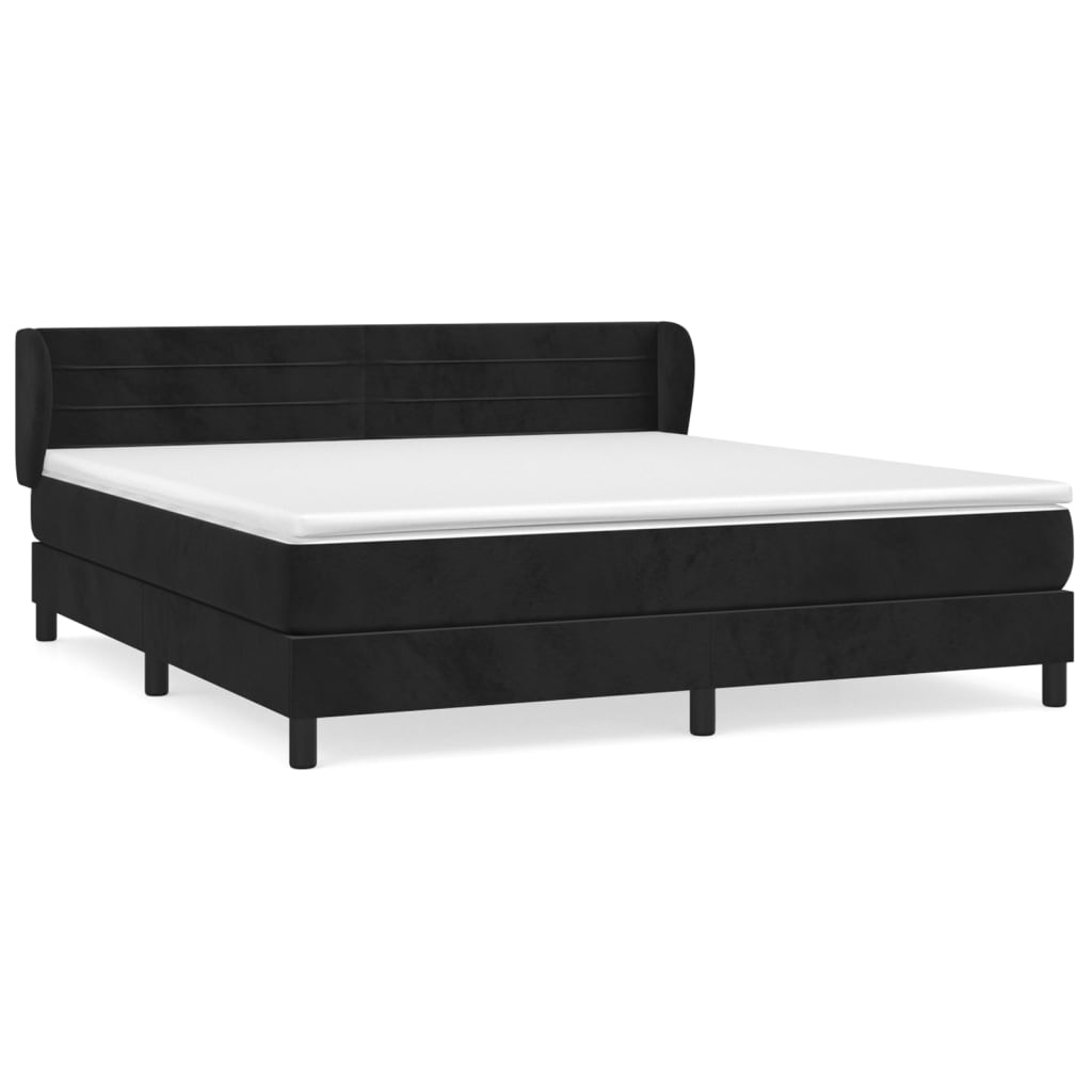 Box Spring Postel S Matrací Černá Samet Černá