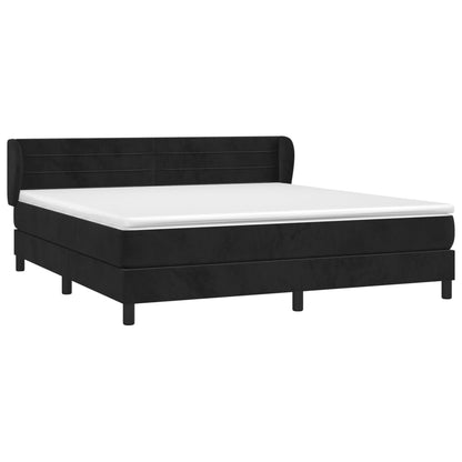 Box Spring Postel S Matrací Černá Samet Černá