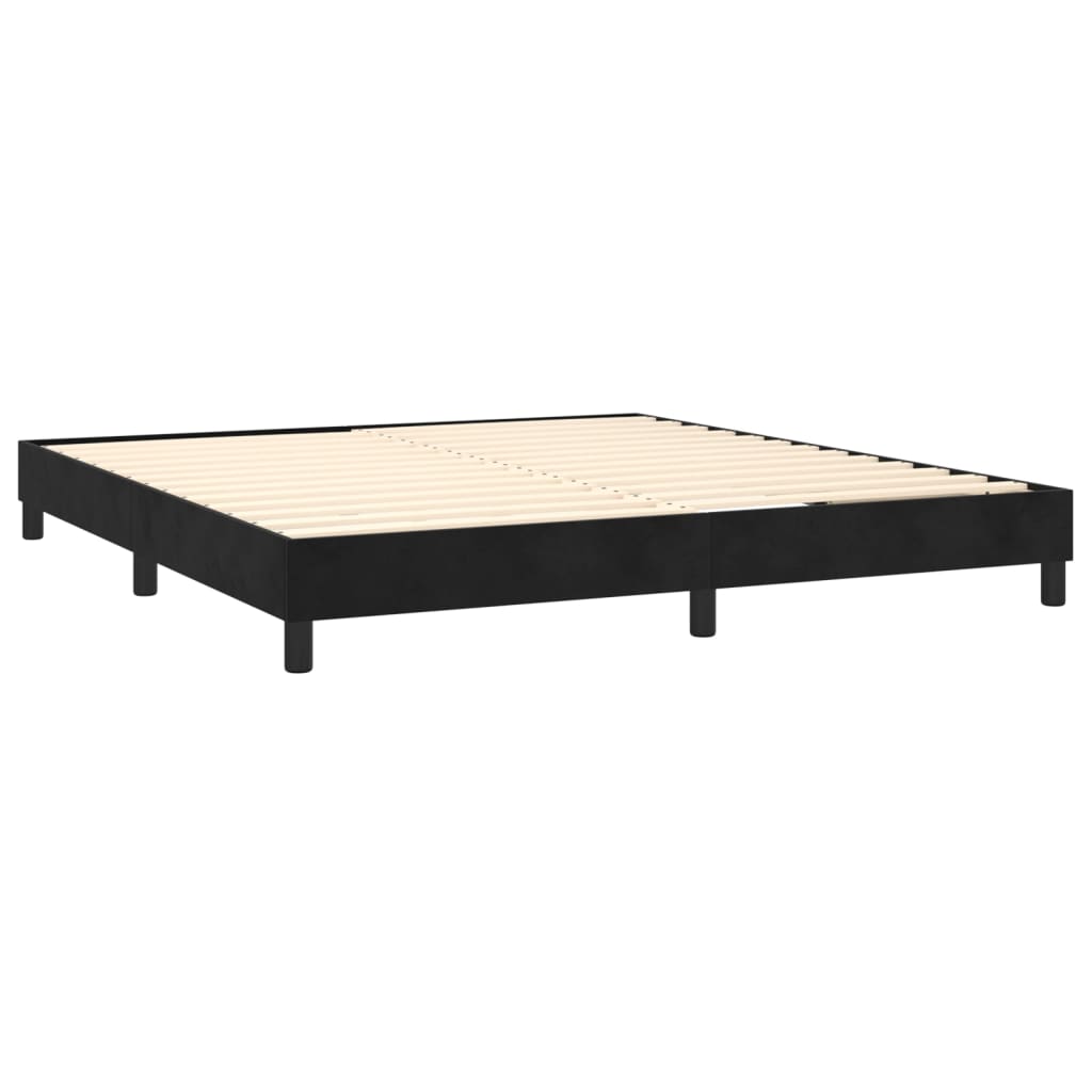 Box Spring Postel S Matrací Černá Samet Černá