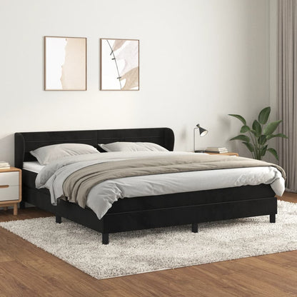 Box Spring Postel S Matrací Černá Samet Černá