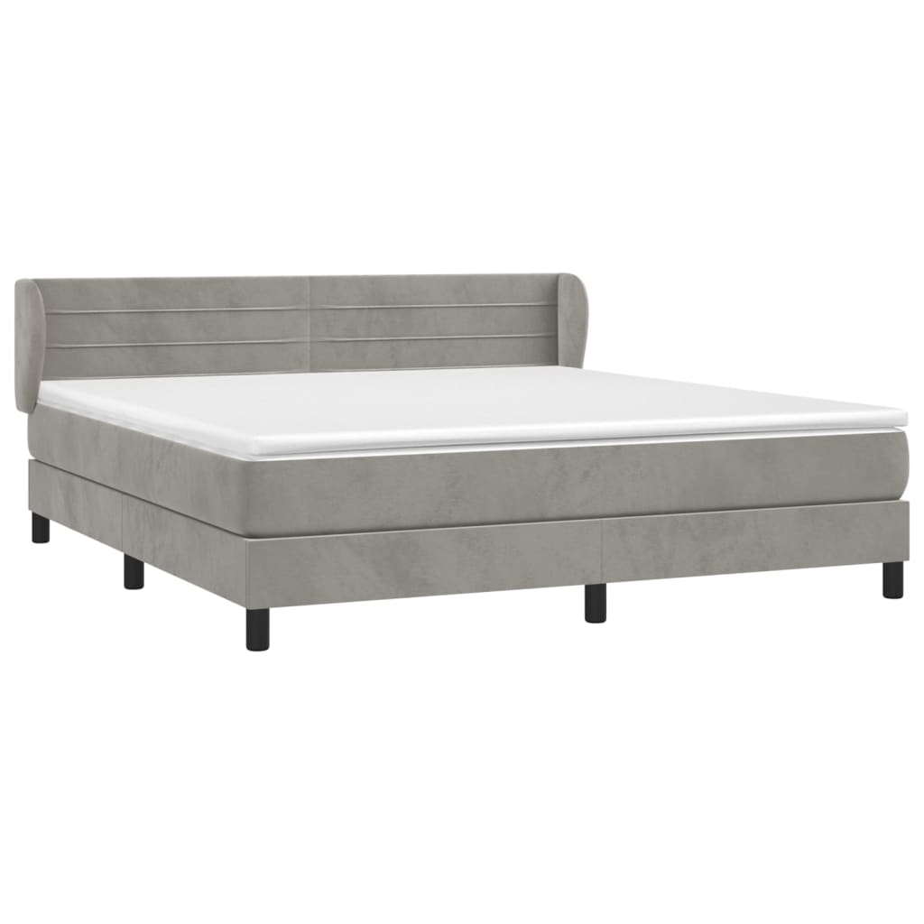 Box Spring Postel S Matrací Samet Světle Šedá