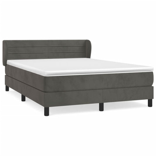 Box Spring Postel S Matrací Samet Tmavě Šedá