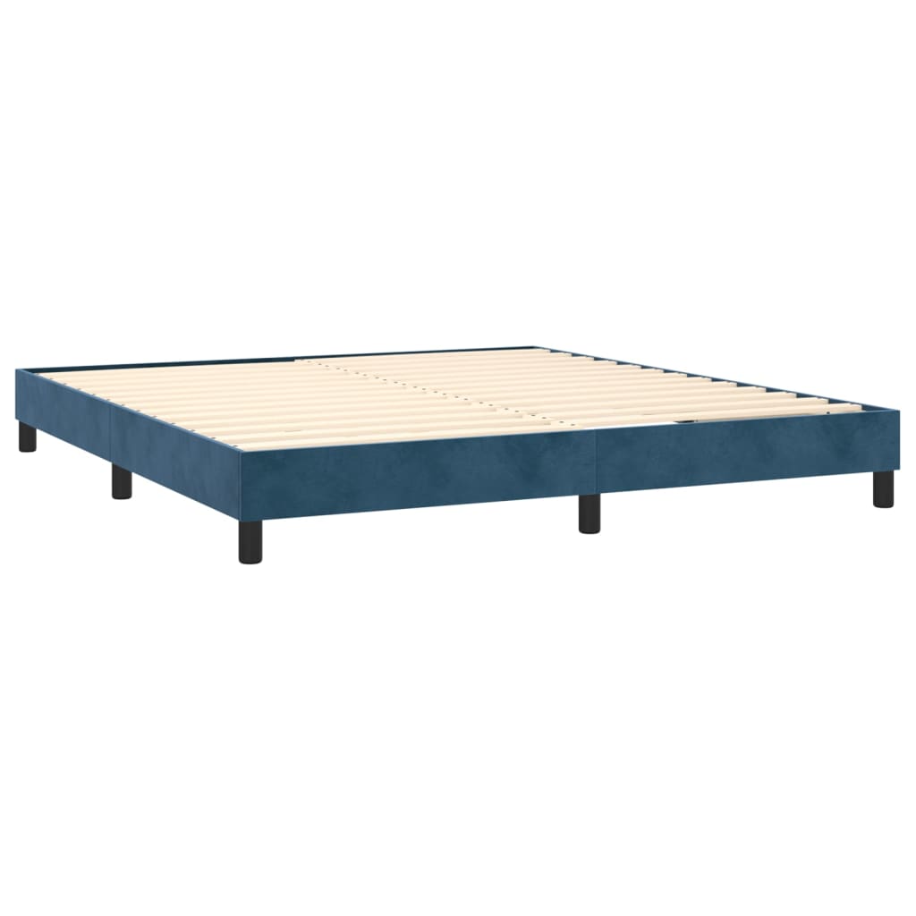 Box Spring Postel S Matrací Tmavě Modrá Samet Tmavě Moddrá