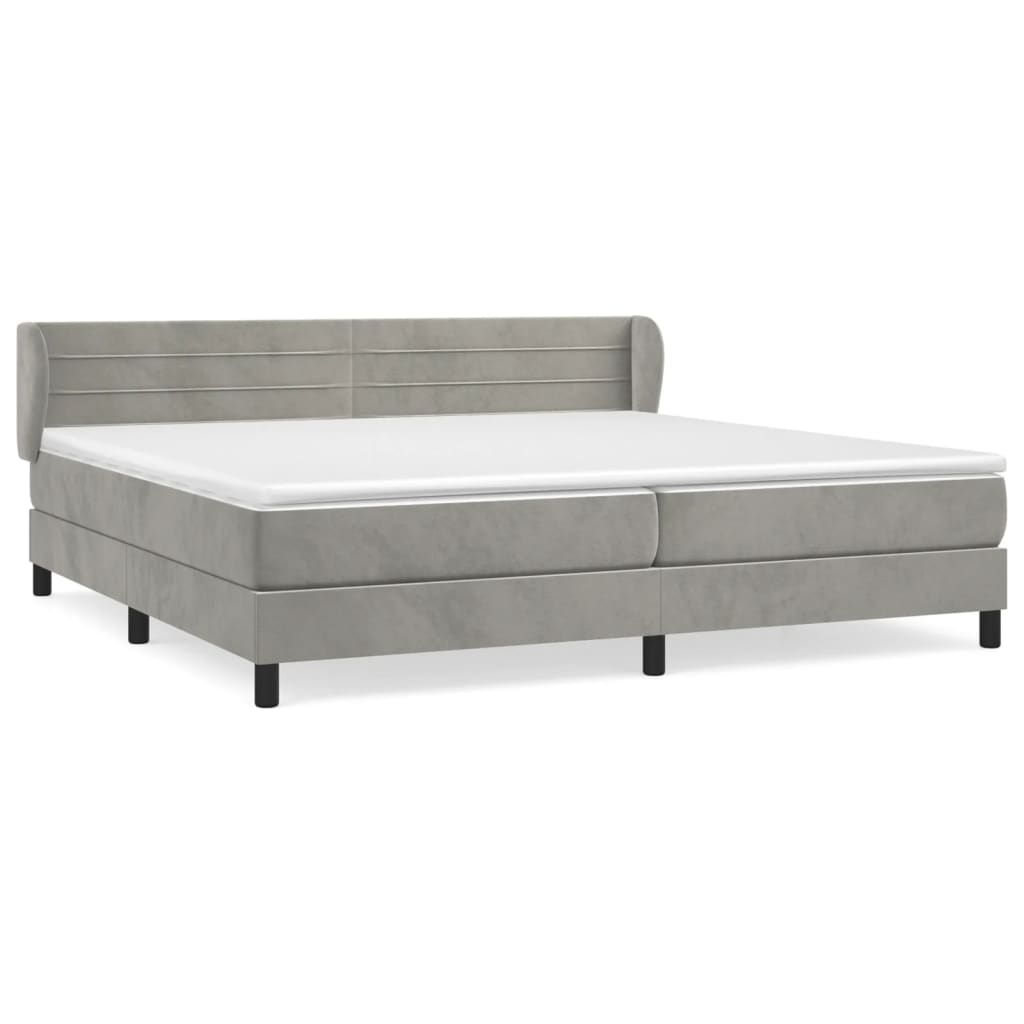 Box Spring Postel S Matrací Samet Světle Šedá