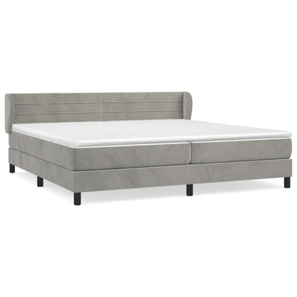Box Spring Postel S Matrací Samet Světle Šedá
