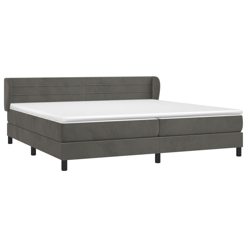 Box Spring Postel S Matrací Samet Tmavě Šedá