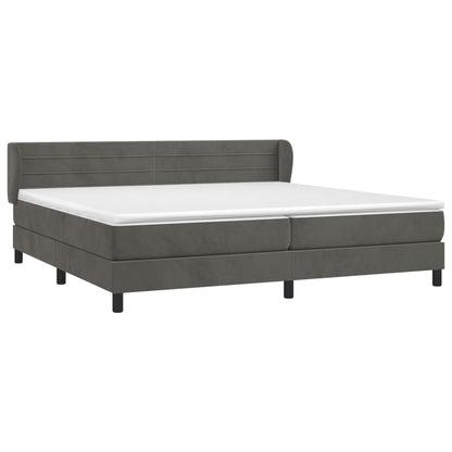 Box Spring Postel S Matrací Samet Tmavě Šedá
