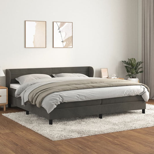Box Spring Postel S Matrací Samet Tmavě Šedá