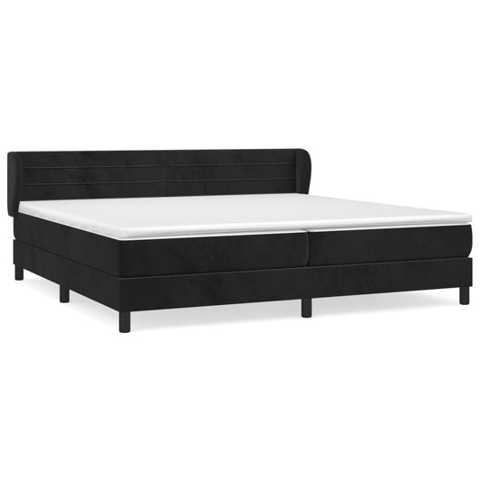 Box Spring Postel S Matrací Černá Samet Černá
