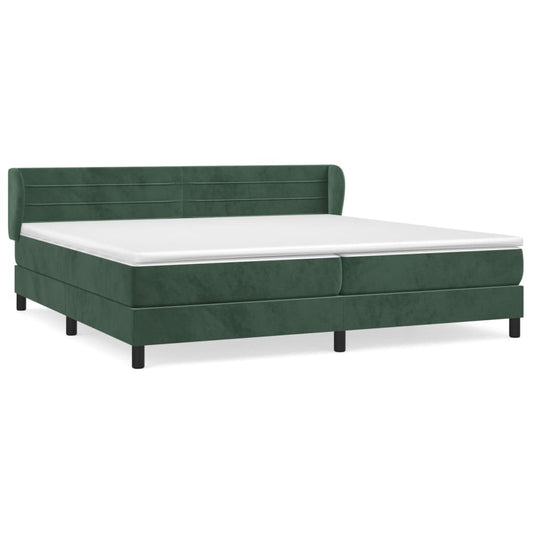 Box Spring Postel S Matrací Samet Tmavě Zelená
