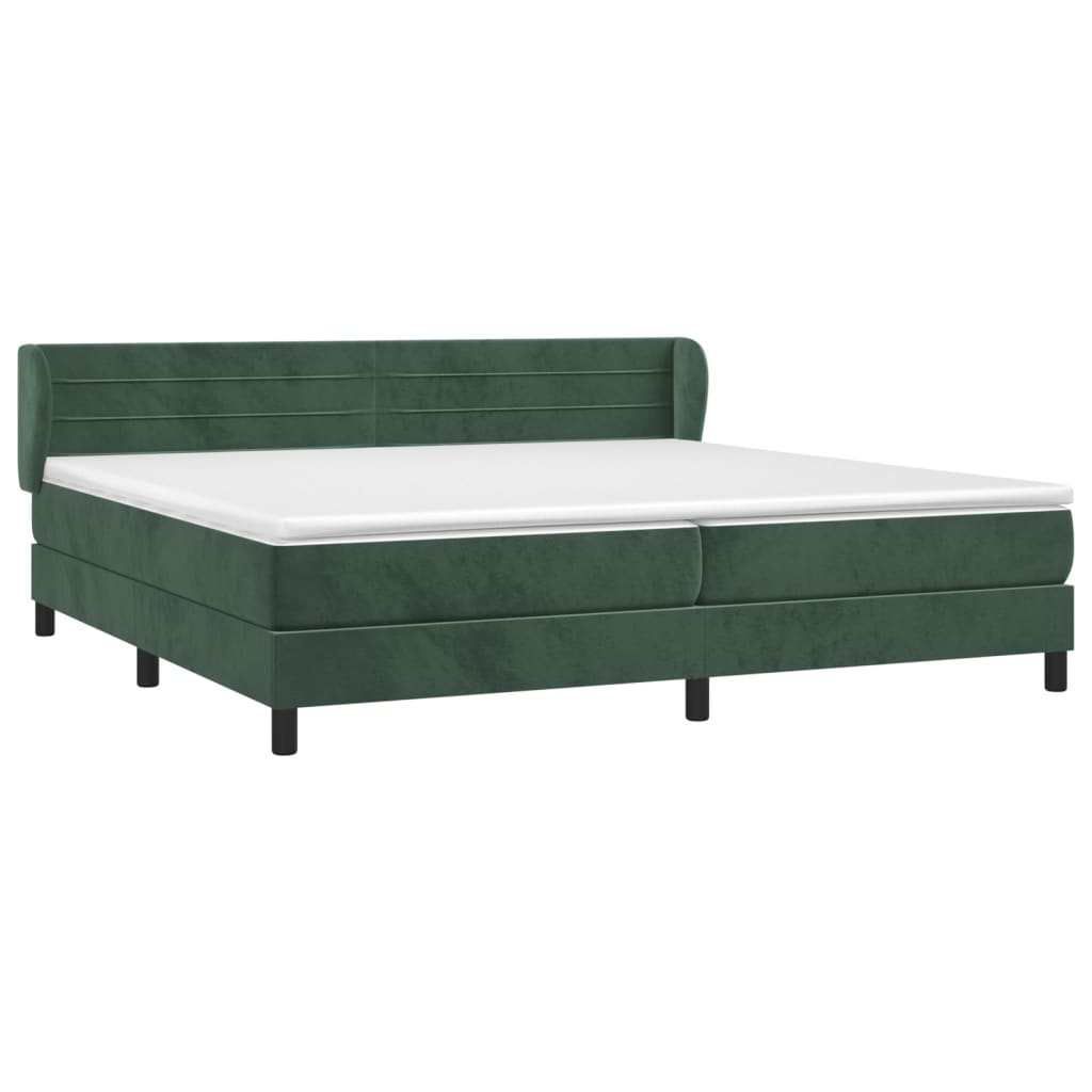 Box Spring Postel S Matrací Samet Tmavě Zelená