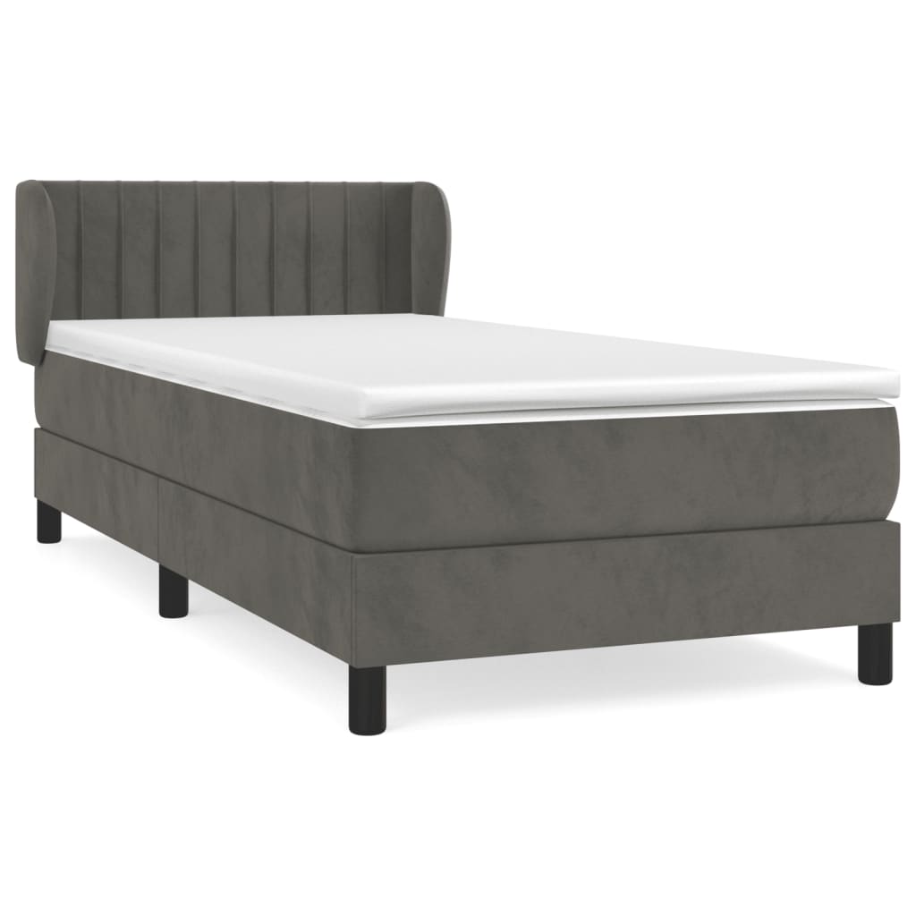 Box Spring Postel S Matrací Samet Tmavě Šedá
