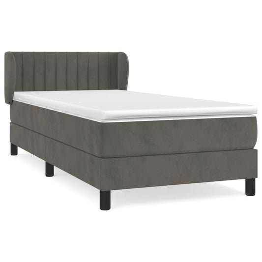Box Spring Postel S Matrací Samet Tmavě Šedá