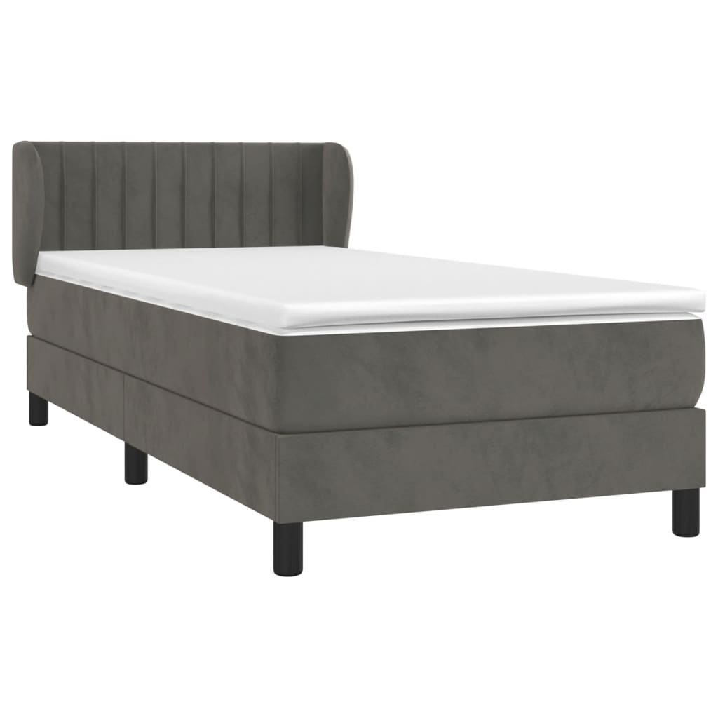 Box Spring Postel S Matrací Samet Tmavě Šedá