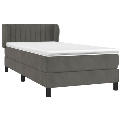Box Spring Postel S Matrací Samet Tmavě Šedá