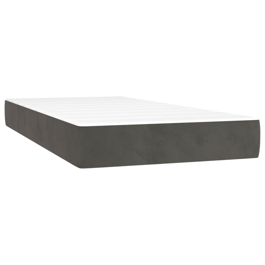 Box Spring Postel S Matrací Samet Tmavě Šedá