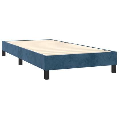 Box Spring Postel S Matrací Tmavě Modrá Samet Tmavě Moddrá