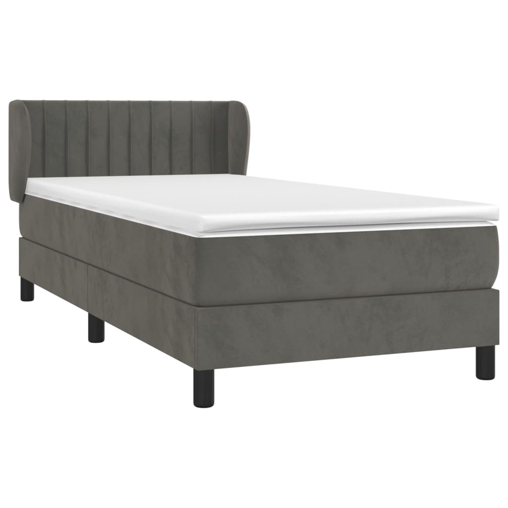 Box Spring Postel S Matrací Samet Tmavě Šedá