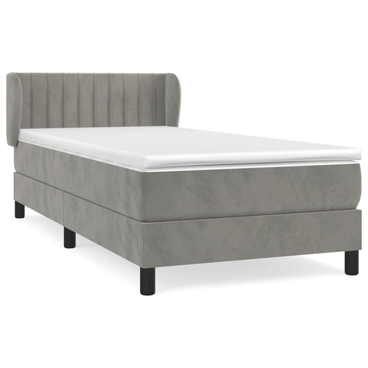 Box Spring Postel S Matrací Samet Světle Šedá