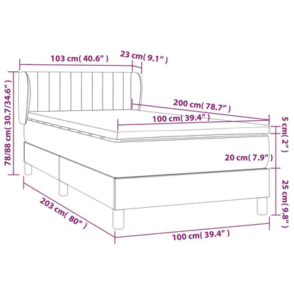 Box Spring Postel S Matrací Samet Světle Šedá