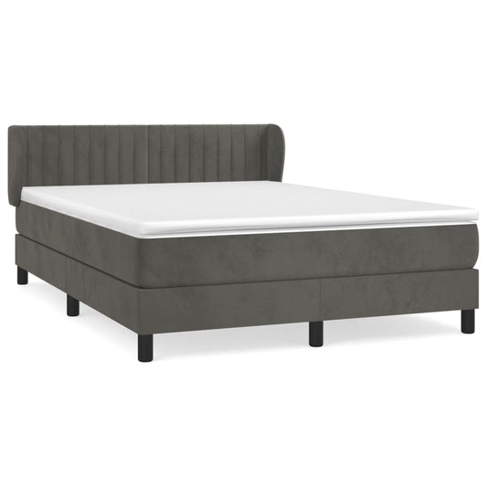 Box Spring Postel S Matrací Tmavě Šedý Samet Tmavě Šedá
