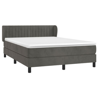 Box Spring Postel S Matrací Tmavě Šedý Samet Tmavě Šedá