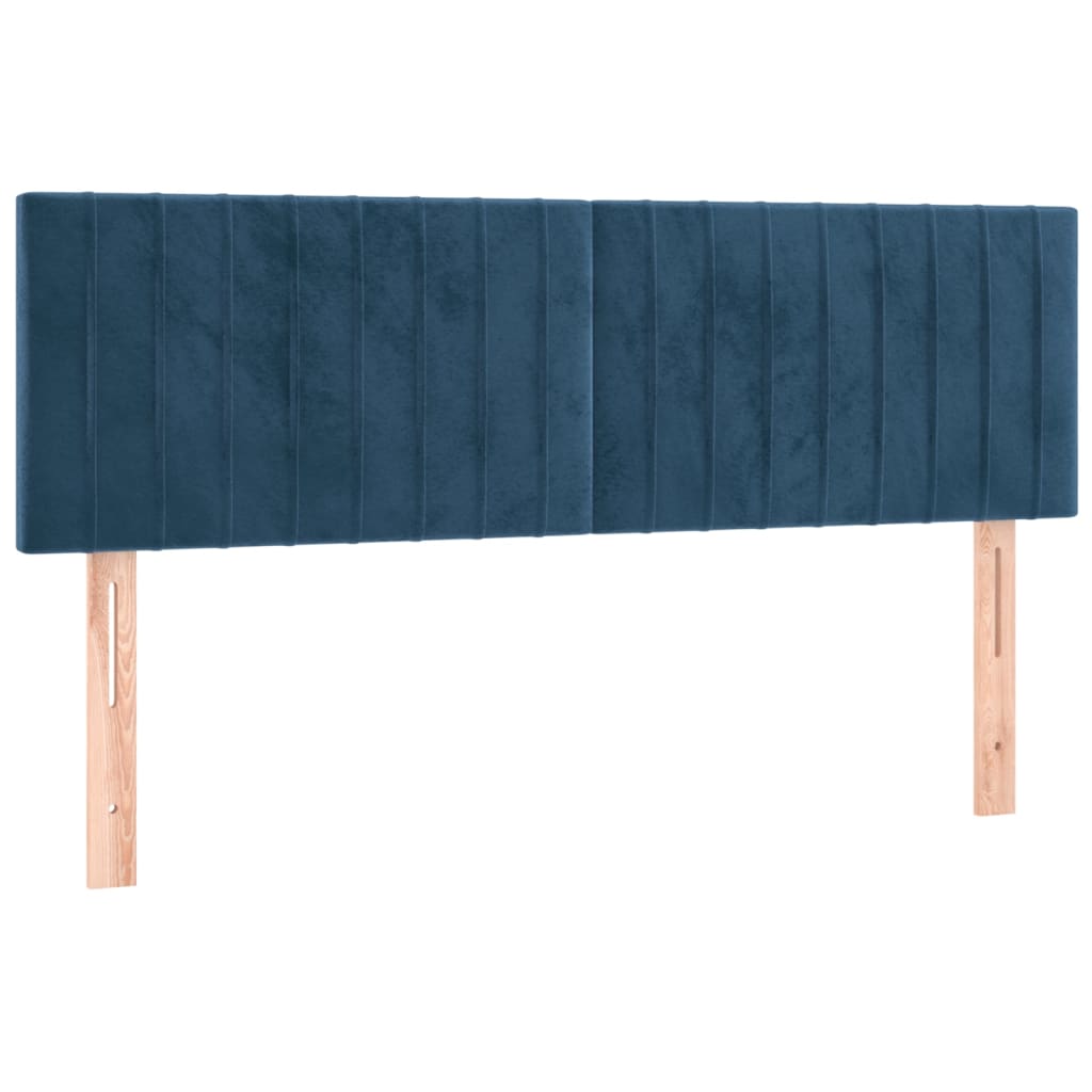 Box Spring Postel S Matrací Tmavě Modrá Samet Tmavě Moddrá