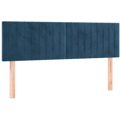 Box Spring Postel S Matrací Tmavě Modrá Samet Tmavě Moddrá