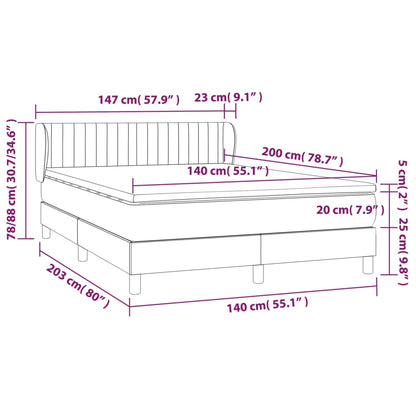 Box Spring Postel S Matrací Samet Světle Šedá