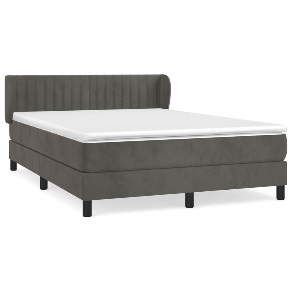 Box Spring Postel S Matrací Samet Tmavě Šedá